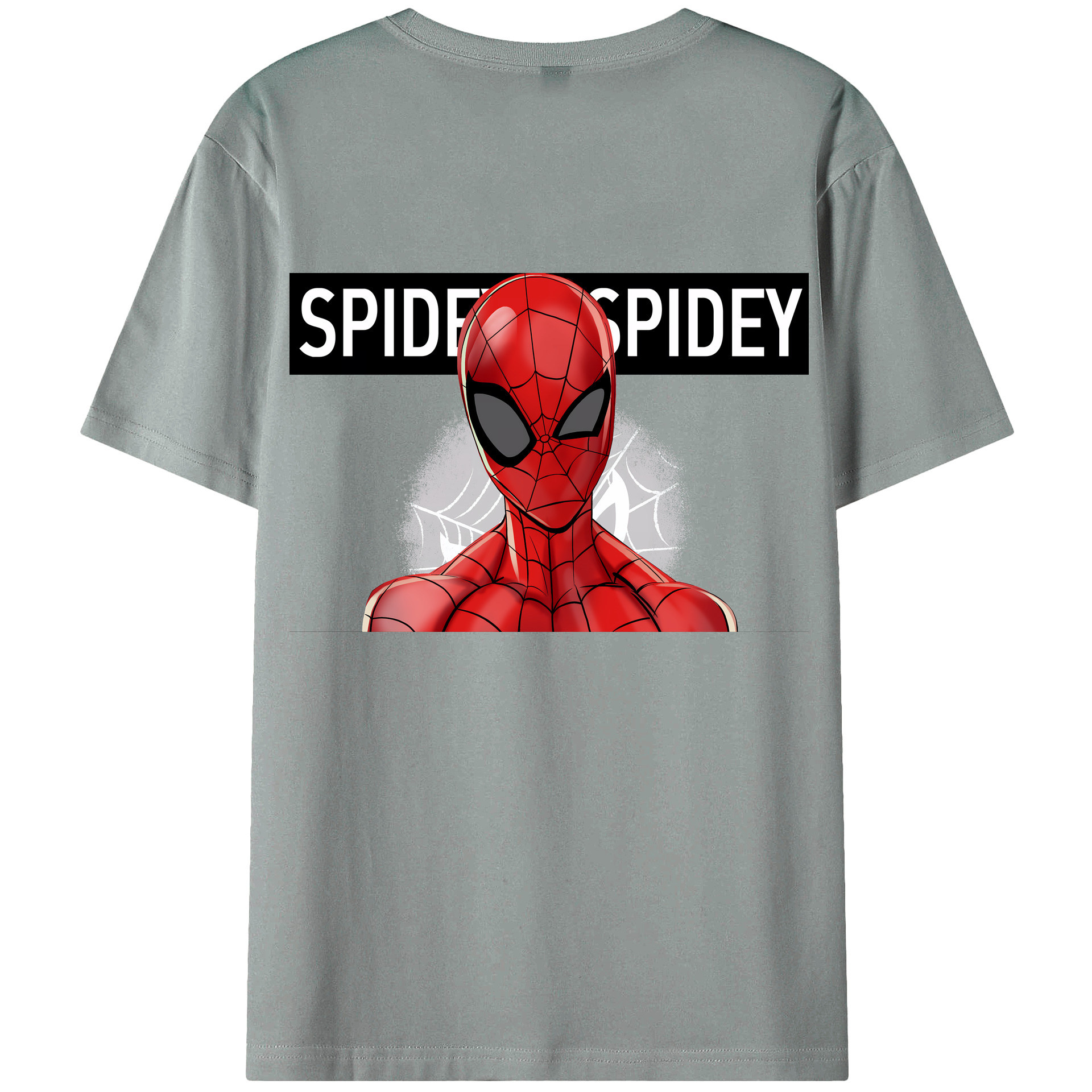 （画像用） Spider Man スパイダーマン 綿100％ メンズ半袖Tシャツ（バックプリント） 通気性
